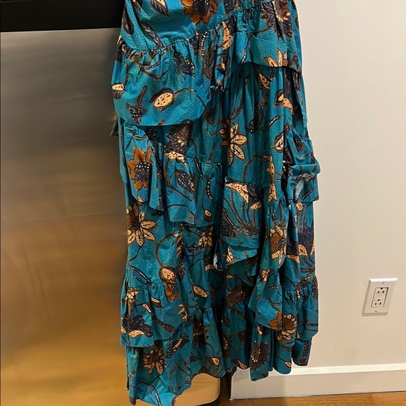 Floral One-Shoulder Dress in Teal and Brown ULLA JOHNSON - Picture 6 of 7